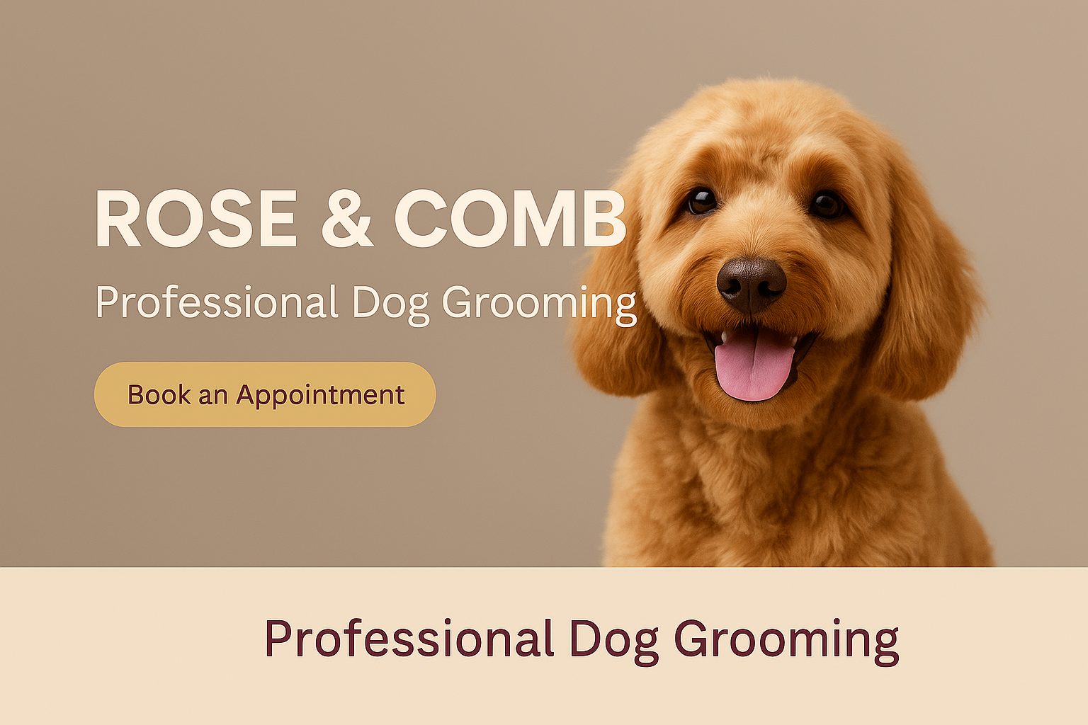 Happy groomed dog at Rose and Comb dog grooming salon in Barrow